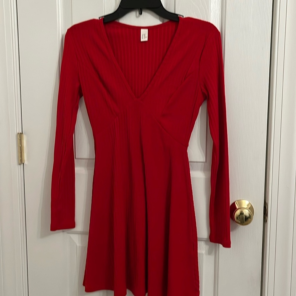 Long sleeve red sweater dress